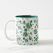 Zebra Green and White Polka Dot Tweekleurige Koffiemok (Links)