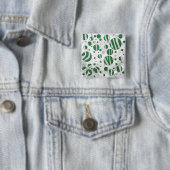 Zebra Green and White Polka Dot Vierkante Button 5,1 Cm (In situ)