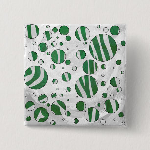 Zebra Green and White Polka Dot Vierkante Button 5,1 Cm