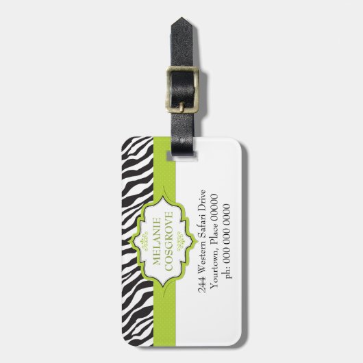 Zebra Green Ribbon Bagagelabel (Voorkant verticaal)