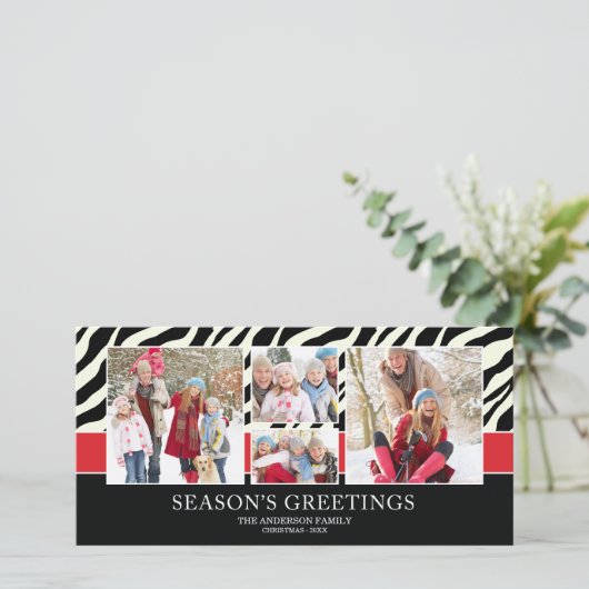 ZEBRA GREETENISSEN | KERSTFOTOKAART FEESTDAGENKAART (Staand voorkant)