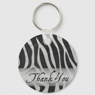 Zebra grijs en zwart patroon bedankt sleutelhanger