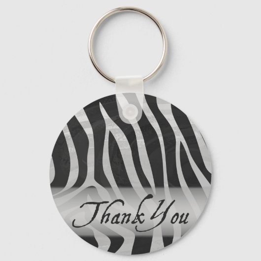 Zebra grijs en zwart patroon bedankt sleutelhanger (Voorkant)