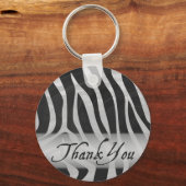 Zebra grijs en zwart patroon bedankt sleutelhanger (Voorkant)