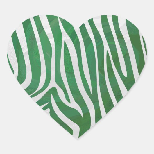 Zebra Groen en wit afdrukken Hart Sticker (Voorkant)