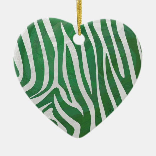 Zebra Groen en wit afdrukken Keramisch Ornament (Voorkant)