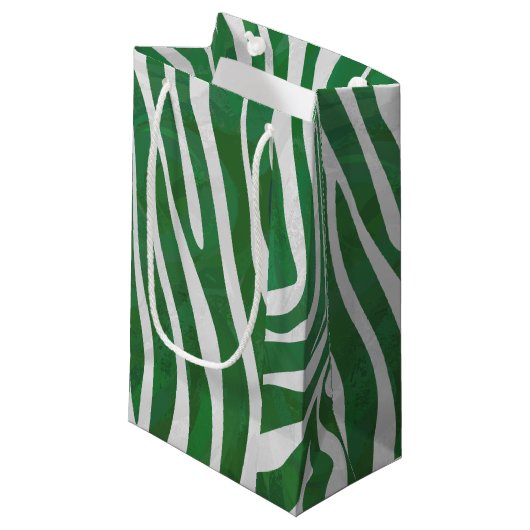 Zebra Groen en wit afdrukken Klein Cadeauzakje (Voorkant Gekanteld)