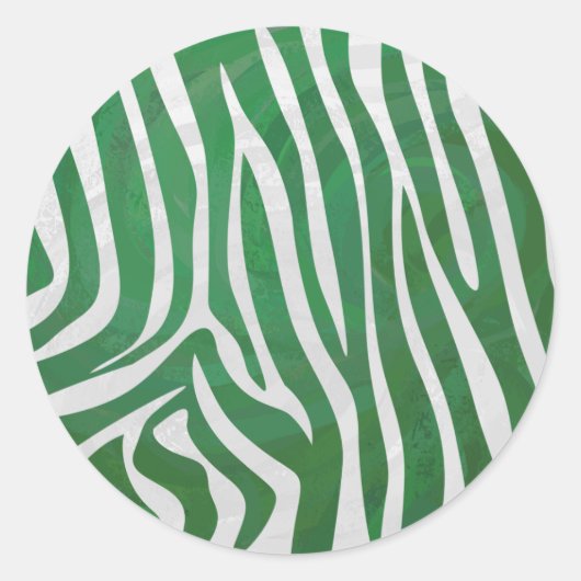 Zebra Groen en wit afdrukken Ronde Sticker (Voorkant)