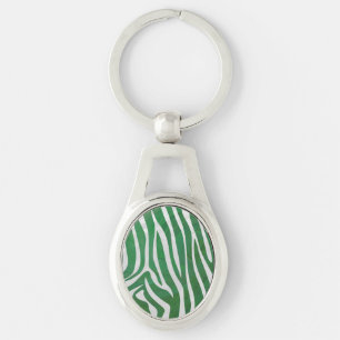 Zebra Groen en wit afdrukken Sleutelhanger