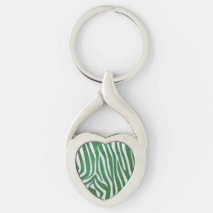Zebra Groen en wit afdrukken Sleutelhanger