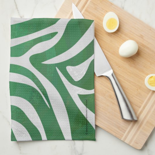 Zebra Groen en wit afdrukken Theedoek (Quarter Fold)