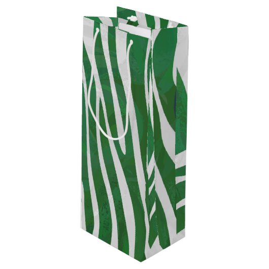 Zebra Groen en wit afdrukken Wijn Cadeautas (Voorkant Gekanteld)