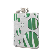 Zebra Groen en Wit Stippenpatroon Heupfles (Links)