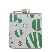 Zebra Groen en Wit Stippenpatroon Heupfles (Voorkant)