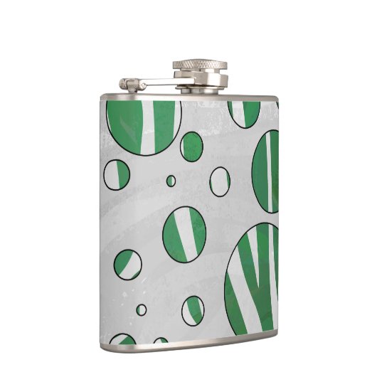Zebra Groen en Wit Stippenpatroon Heupfles (Rechts)