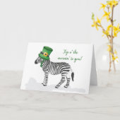 Zebra Groen Pet op St Patricks Day Kaart (Gele Bloem)