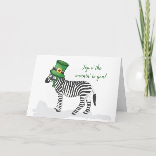 Zebra Groen Pet op St Patricks Day Kaart (Voorkant)