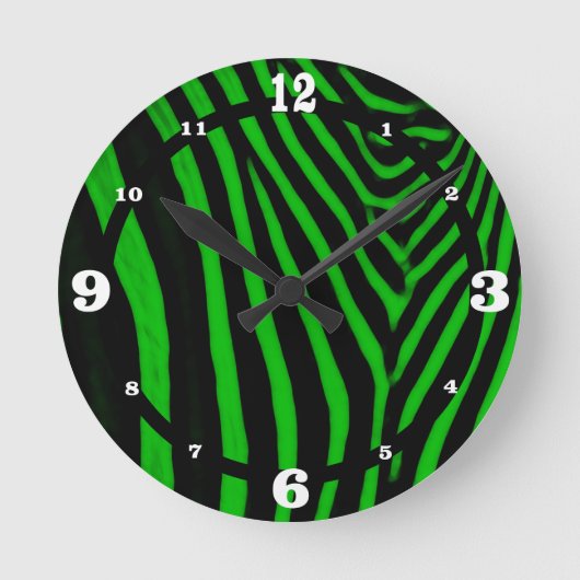 Zebra- groen ronde klok (Voorkant)