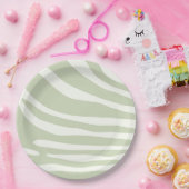 Zebra, groene en witte afdruk papieren bordje (Feest)