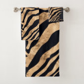 Zebra handdoeken, zwart en gouden olievlekken bad handdoek (Insitu)