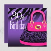 Zebra Handtas Paisley Purse 30th Birthday Kaart (Voorkant / Achterkant)