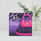 Zebra Handtas Paisley Purse 30th Birthday Kaart (Staand voorkant)