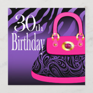 Zebra Handtas Paisley Purse 30th Birthday Kaart