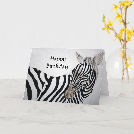 Zebra Happy Birthday Kaart (Gele Bloem)