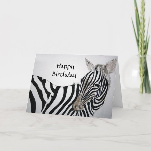 Zebra Happy Birthday Kaart (Voorkant)
