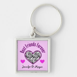 Zebra hart: Best Friends Forever Sleutelhanger