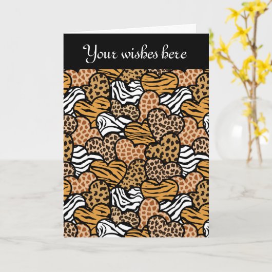 Zebra harten Ontwerp Wenskaart Kaart (Gele Bloem)