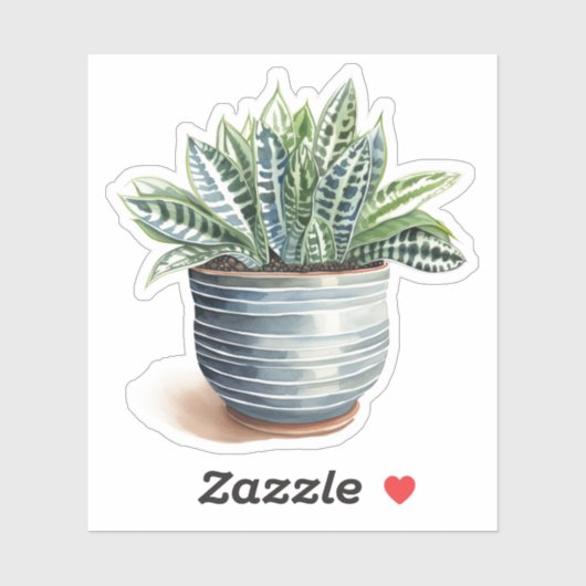 Zebra Haworthia Potted Plant Vinyl Stickers (Vel)