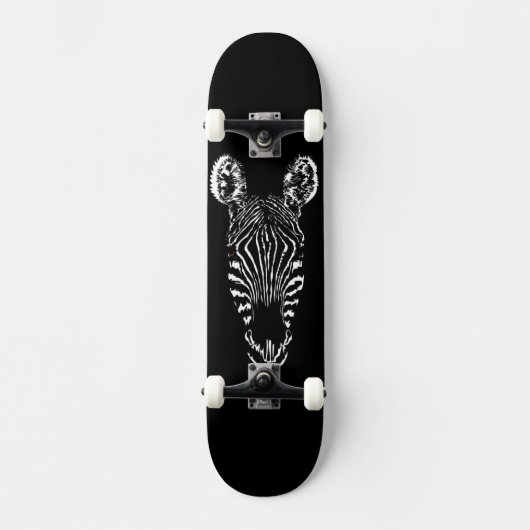 Zebra Head Black Persoonlijk Skateboard (Voorkant)