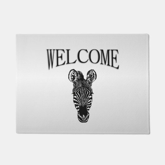 Zebra Head op Silver Welcome Deurmat (Voorkant)