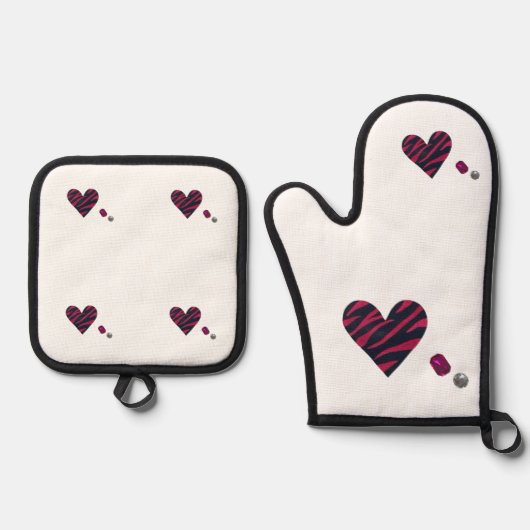Zebra-heart Ovenwant & Pannenlap Set (Voorkant)