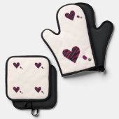 Zebra-heart Ovenwant & Pannenlap Set (Voorkant / Achterkant)