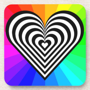 ZEBRA HEART RAINBOW PATTERN DRANKJES ONDERZETTER