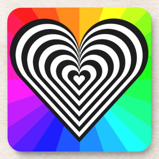 ZEBRA HEART RAINBOW PATTERN DRANKJES ONDERZETTER (Voorkant)