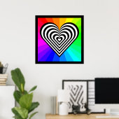 ZEBRA HEART RAINBOW PATTERN POSTER (Thuiskantoor)