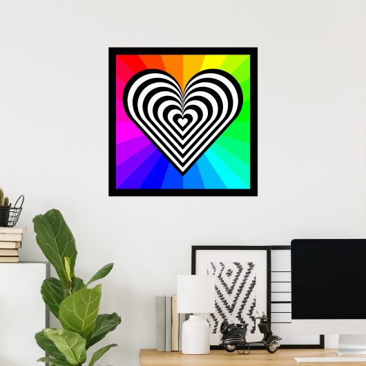 ZEBRA HEART RAINBOW PATTERN POSTER (Thuiskantoor)