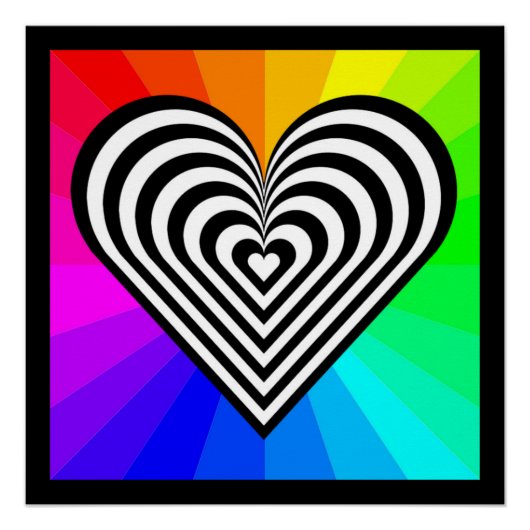 ZEBRA HEART RAINBOW PATTERN POSTER (Voorkant)