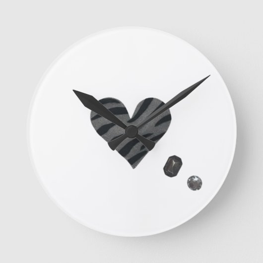 Zebra-heart Ronde Klok (Voorkant)
