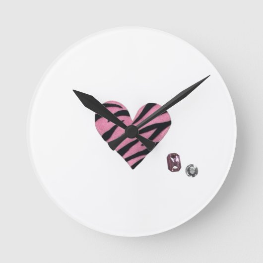 Zebra-heart Ronde Klok (Voorkant)