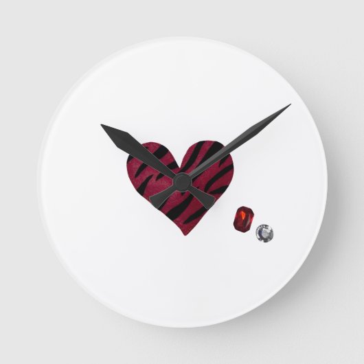 Zebra-heart Ronde Klok (Voorkant)