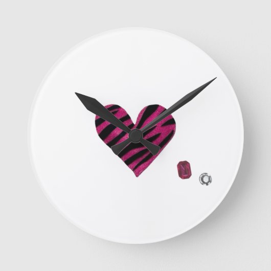Zebra-heart Ronde Klok (Voorkant)