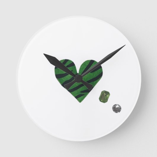 Zebra-heart Ronde Klok (Voorkant)