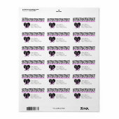 Zebra Heart Sweet 16 Adresetiket Etiket (Full Sheet)