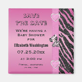 Zebra & Hearts Baby shower De datum opslaan Magneet (Voorkant)