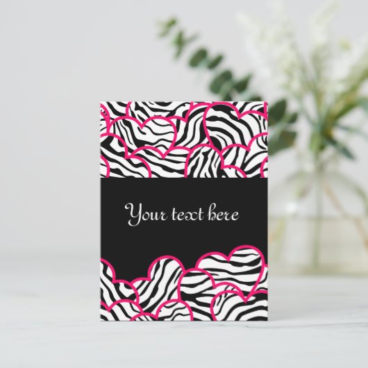Zebra hearts Design Briefkaart (Staand voorkant)