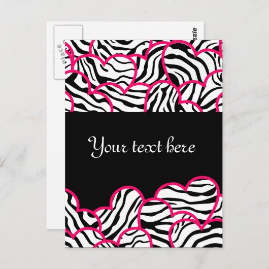 Zebra hearts Design Briefkaart (Voorkant / Achterkant)